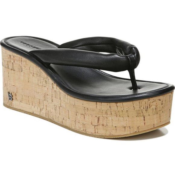Veronica Beard | Shoes | Veronica Beard Geno Cork Black Leather Platform Thong Sandals | Poshmark